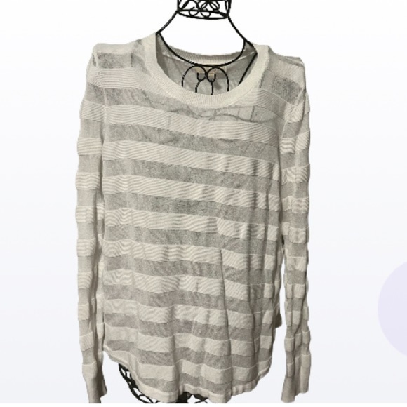 MICHAEL MICHAEL KORS Sz XL Sheer Stripe Long Sleeve Sweater Top - Picture 3 of 10